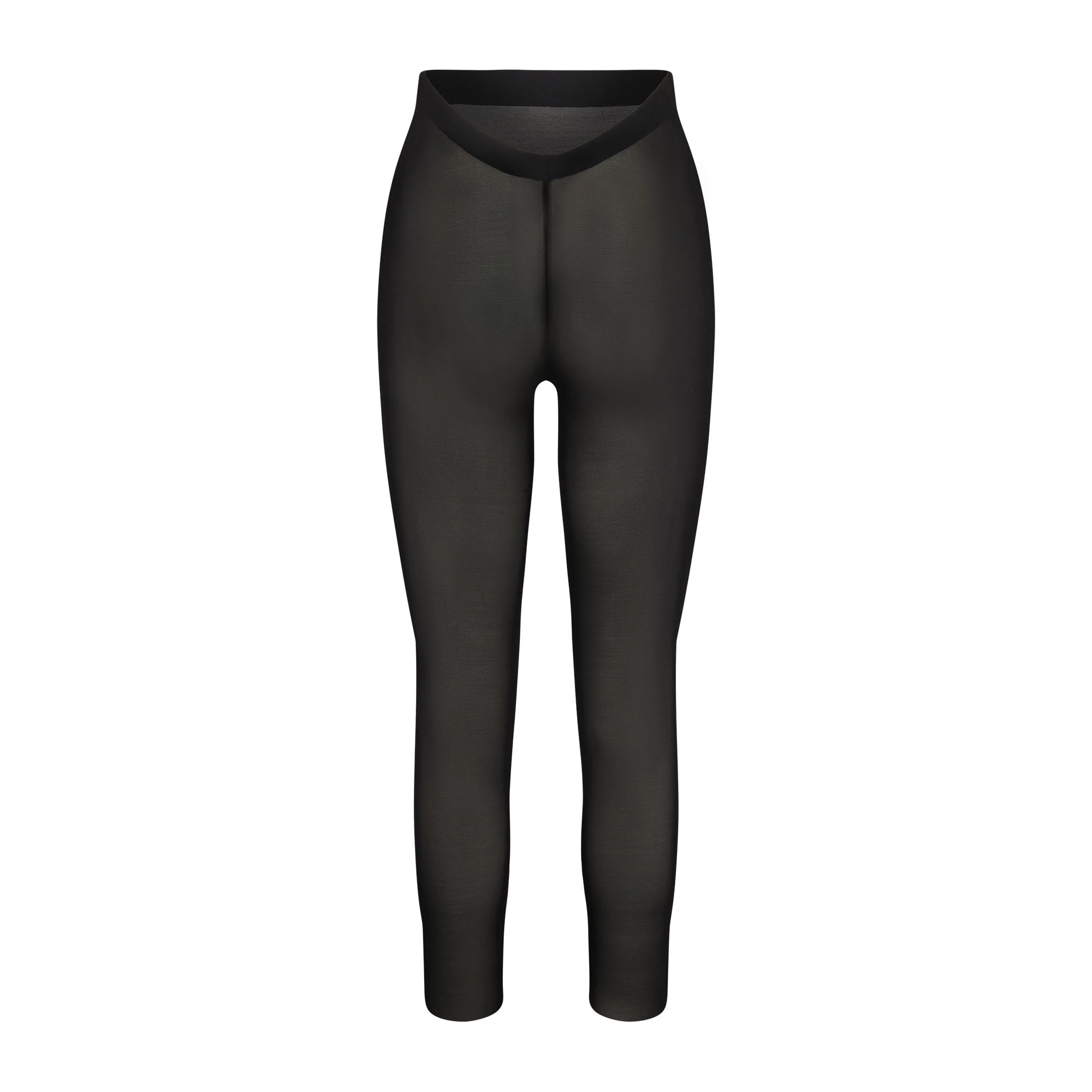 SHEER SCULPT LOW BACK LEGGING LAYS FLAT ON A WHITE BACKGROUND | FLT