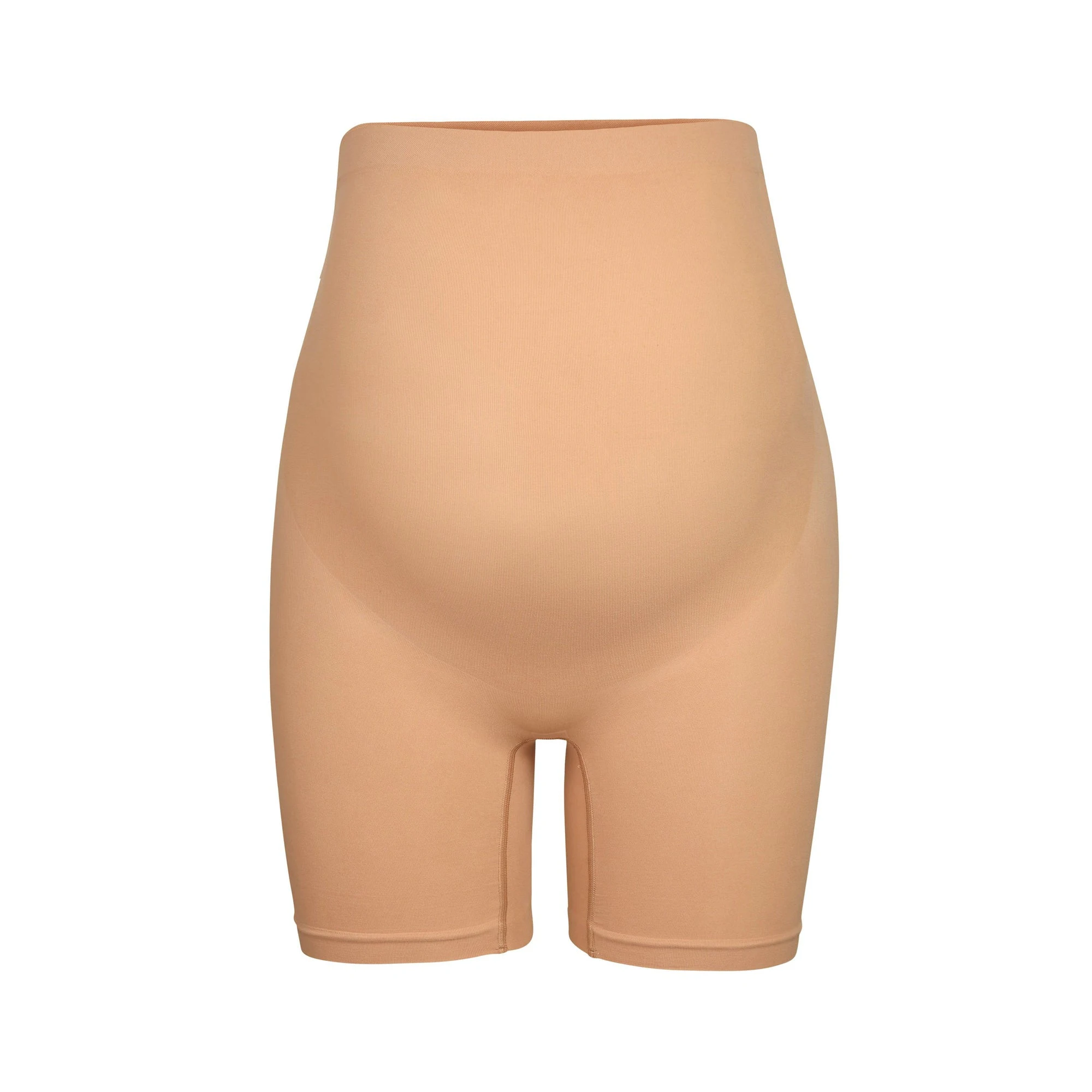 MATERNITY SCULPTING SHORT MID THIGH | OCHRE LAYS FLAT ON A WHITE BACKGROUND | FLT