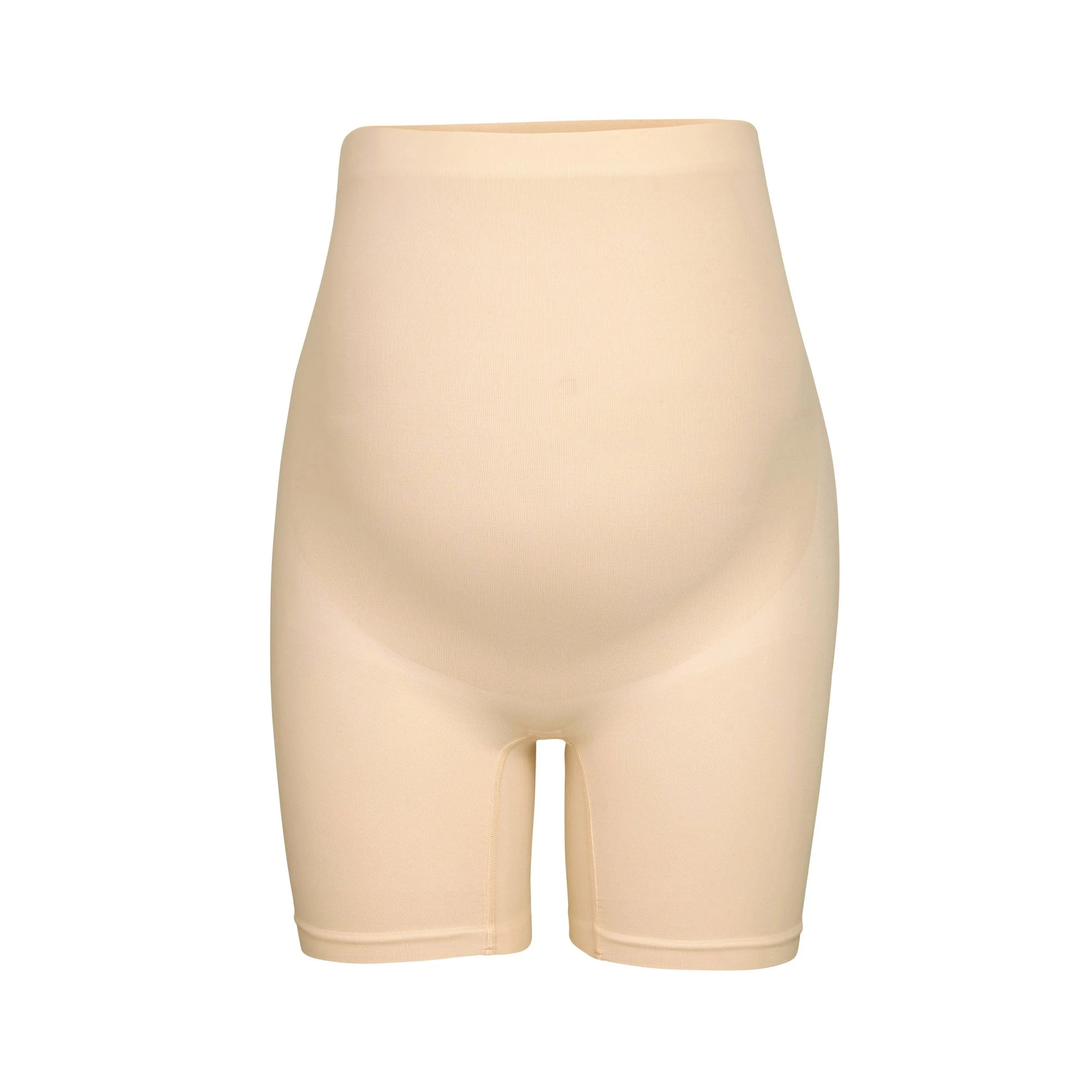 MATERNITY SCULPTING SHORT MID THIGH | SAND LAYS FLAT ON A WHITE BACKGROUND | FLT