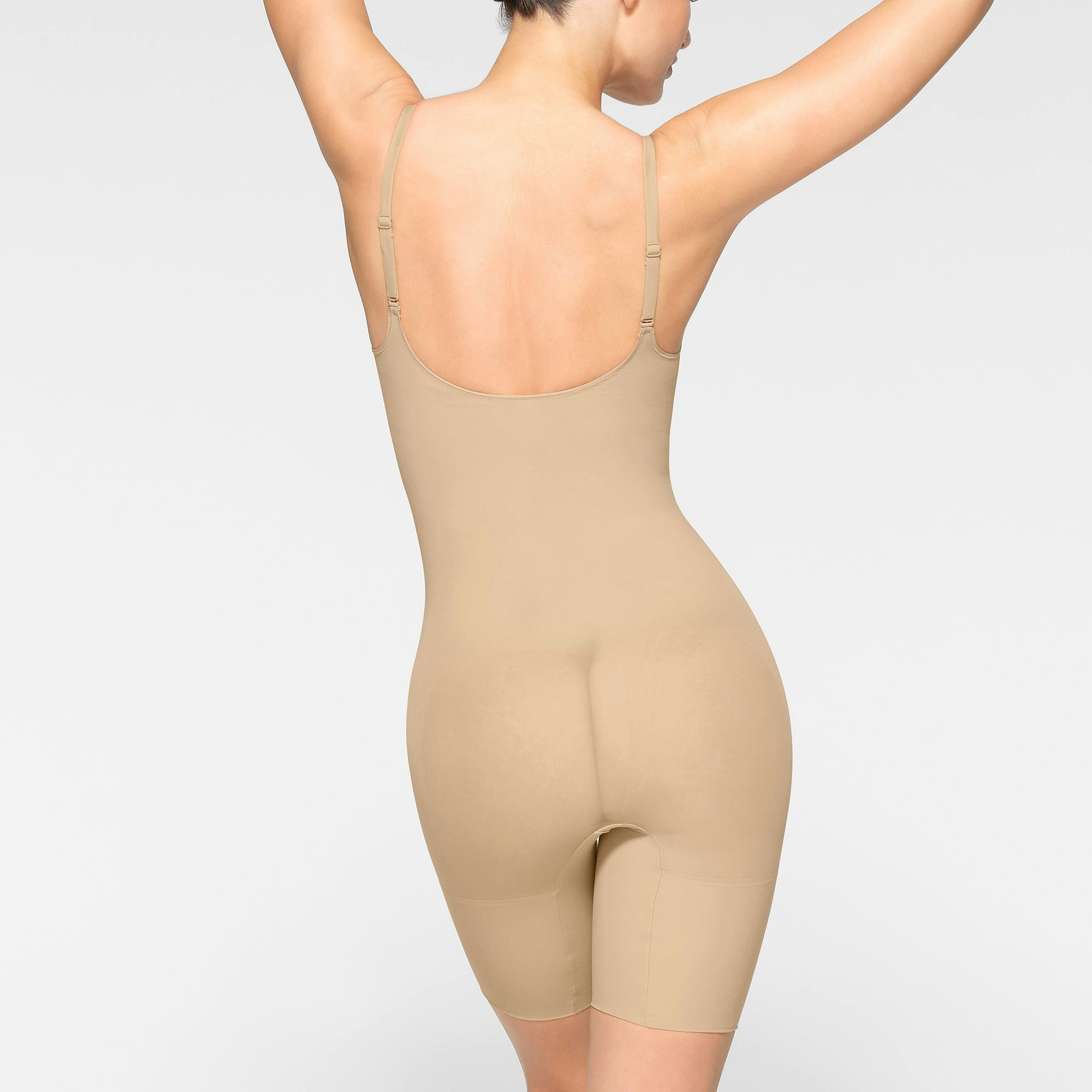 EVERYDAY SCULPT MID THIGH BODYSUIT ON A MODEL BACK VIEW