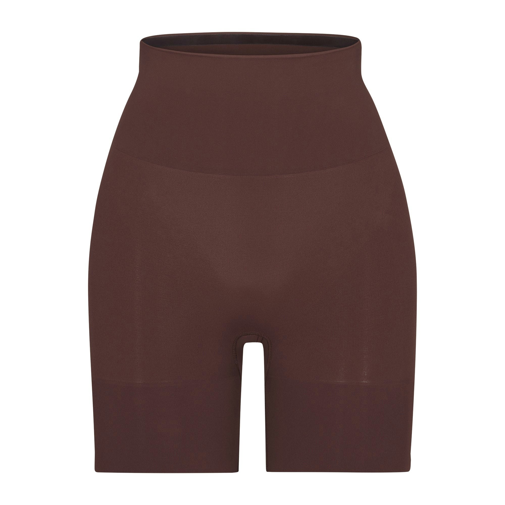 BUTT ENHANCING SHORT | COCOA (SHAPEWEAR SHORTS, SHAPEWEAR) LAYS FLAT ON A WHITE BACKGROUND | FLT