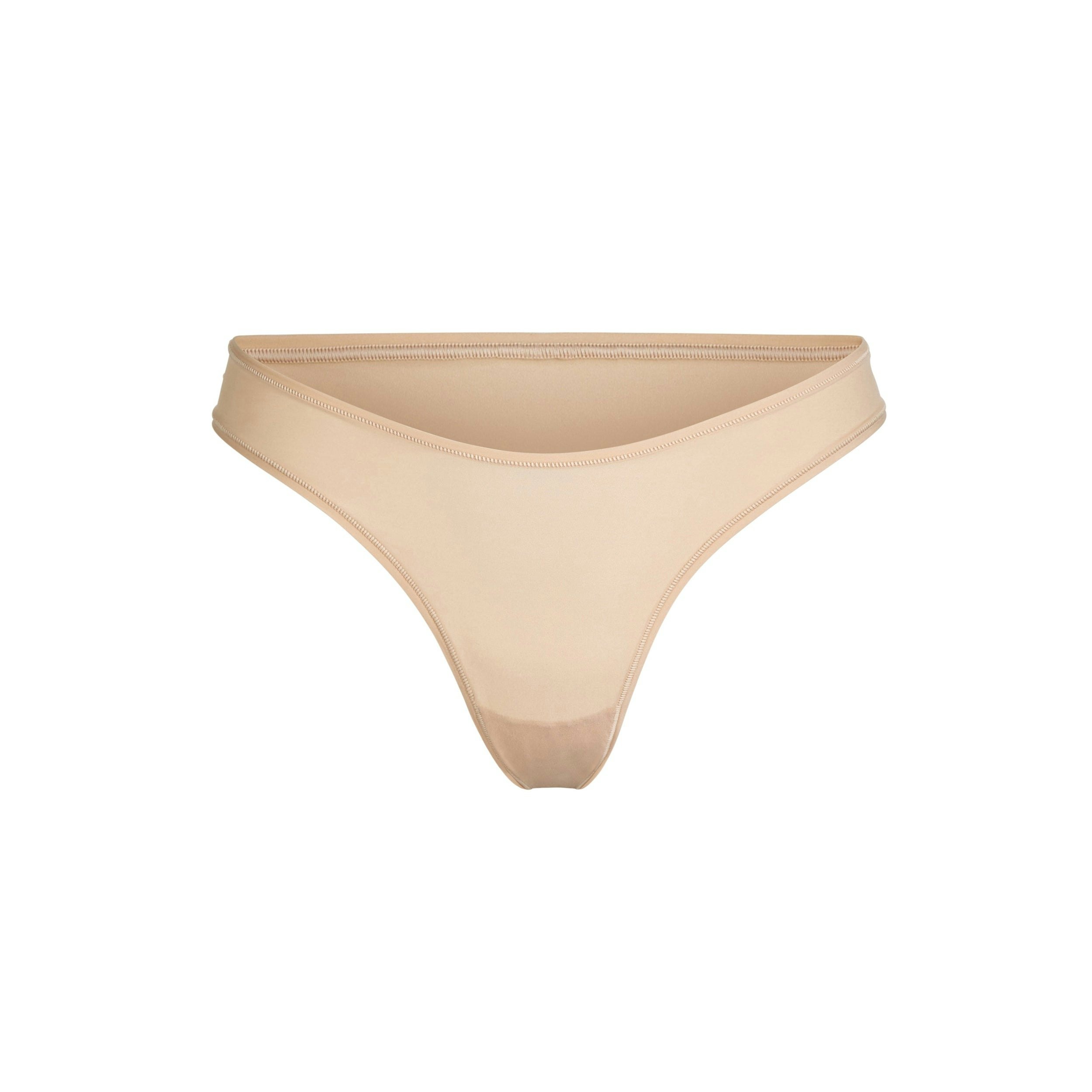 FITS EVERYBODY DIPPED FRONT THONG | CLAY (THONGS, PANTIES) LAYS FLAT ON A WHITE BACKGROUND | FLT