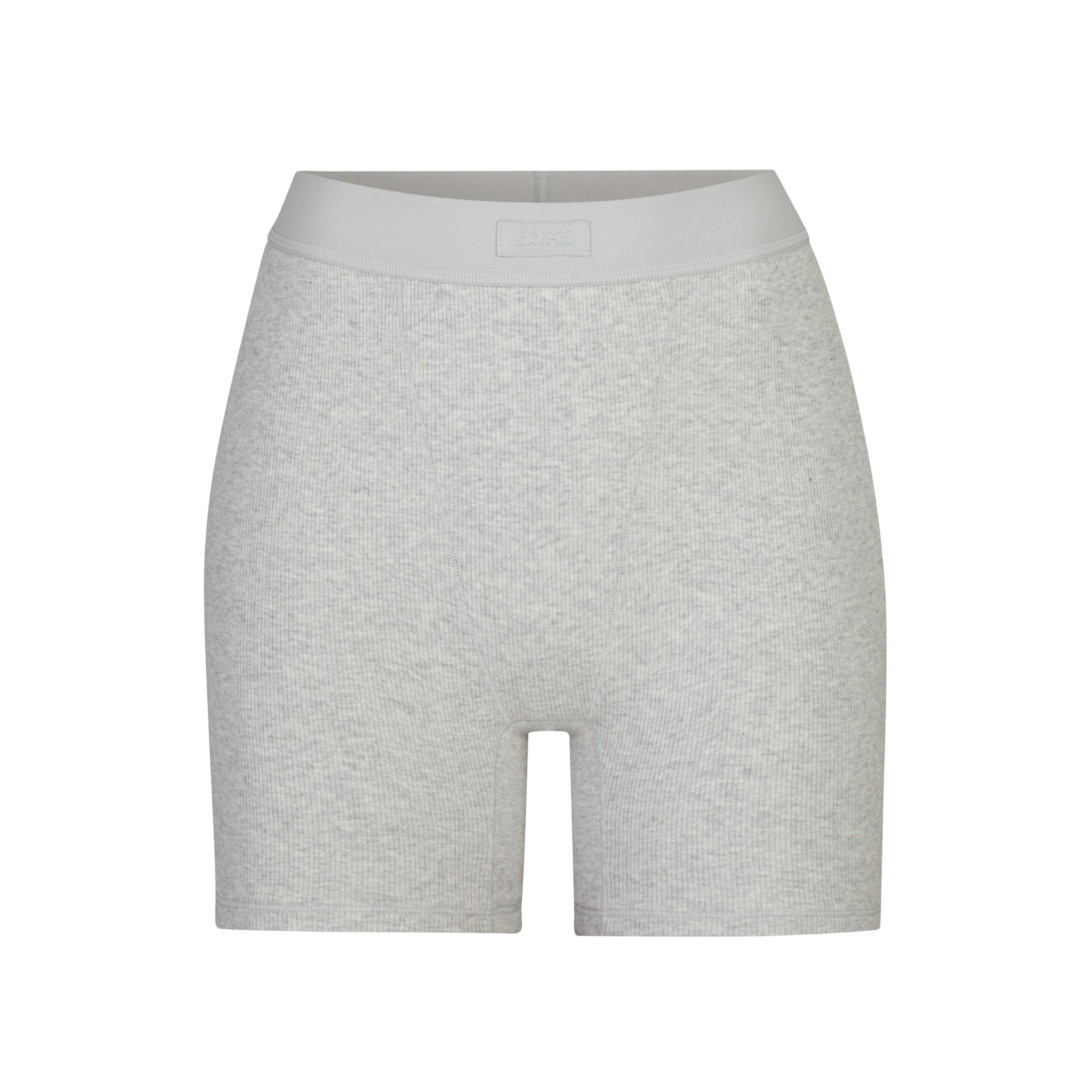 COTTON RIB BOXER | LIGHT HEATHER GREY (BOXERS, BOTTOMS) LAYS FLAT ON A WHITE BACKGROUND | FLT