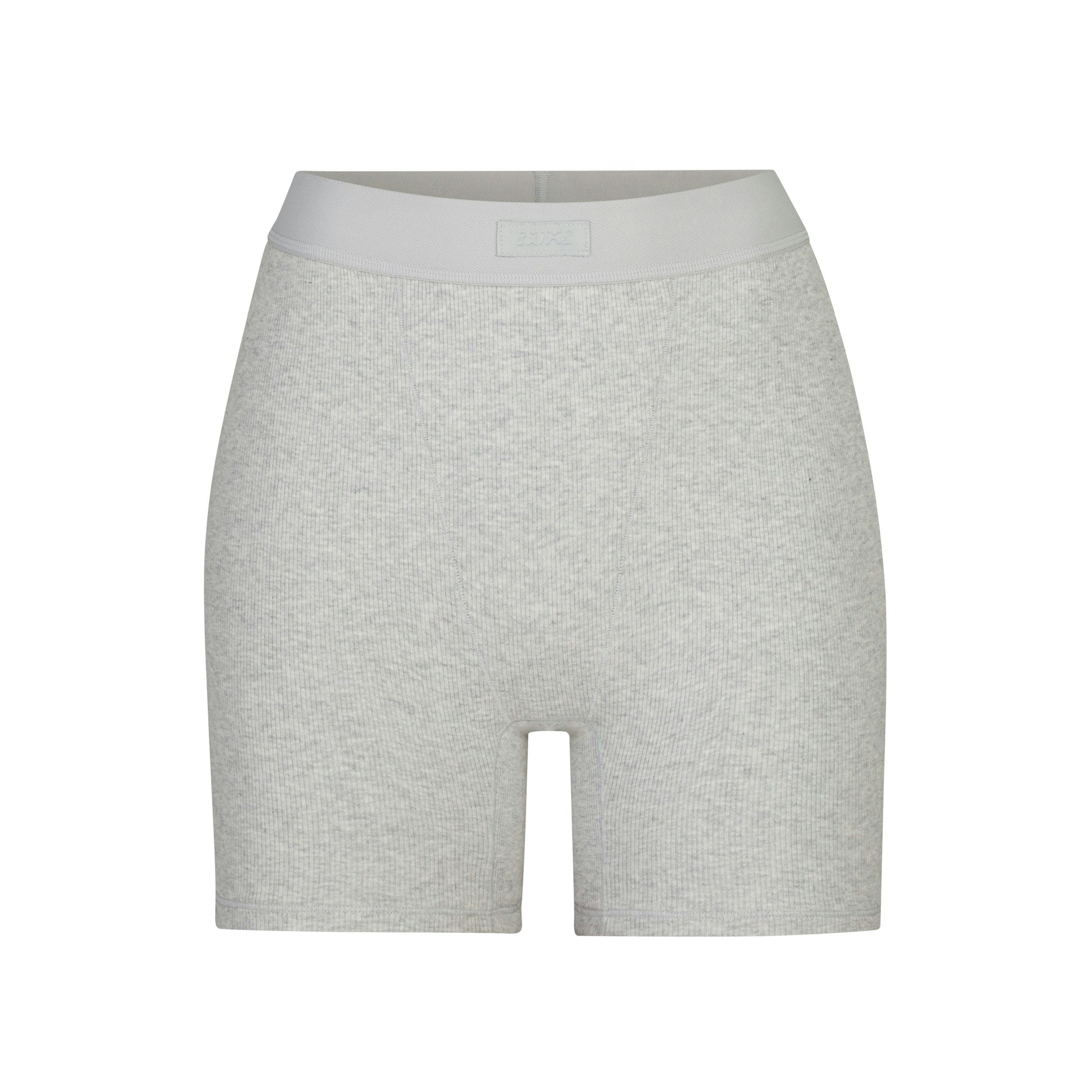 COTTON RIB BOXER | LIGHT HEATHER GREY (BOXERS, BOTTOMS) LAYS FLAT ON A WHITE BACKGROUND | FLT
