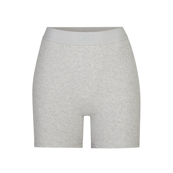 COTTON RIB BOXER | LIGHT HEATHER GREY (BOXERS, BOTTOMS) LAYS FLAT ON A WHITE BACKGROUND | FLT