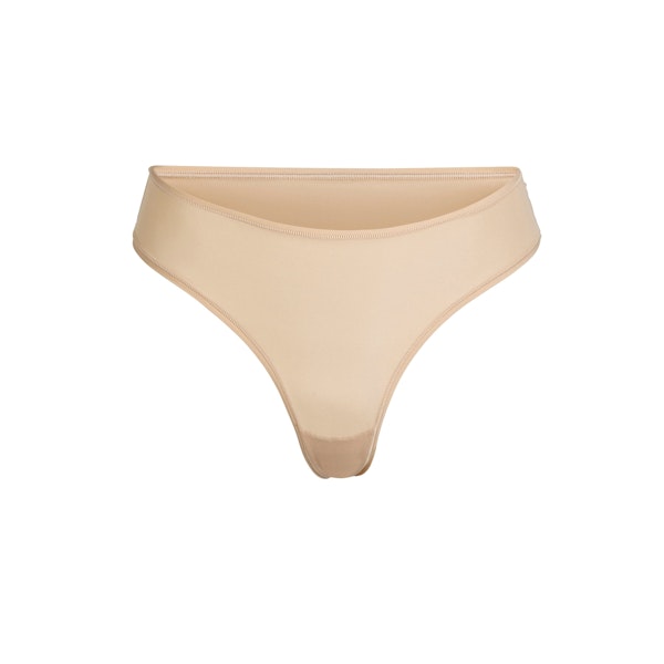 FITS EVERYBODY THONG | CLAY (THONGS, PANTIES) LAYS FLAT ON A WHITE BACKGROUND | FLT